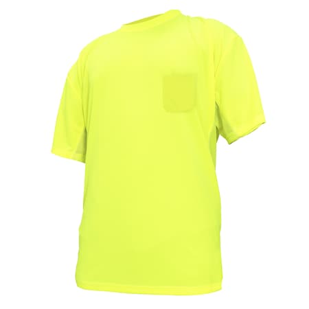 Ge Hi-Vis Short Sleeve T-Shirt, Polyester Knit Birdseye, Mesh, Green, L GS106GL
